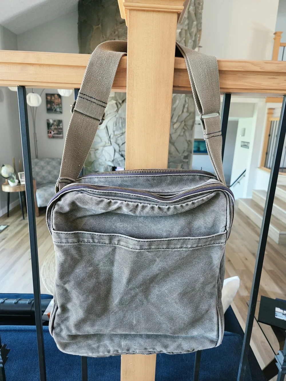 American Eagle Outfitters Olive Green Canvas Messenger Bag